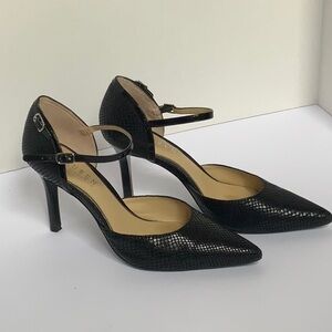Ralph Lauren Sophie Black Patent Snake Print Pointed Toe Pump Size 8